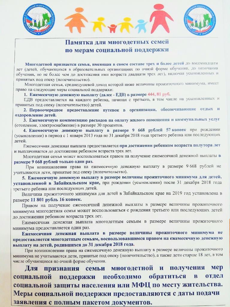 Краевой Минздрав публикует памятки по социальным выплатам для родителей первого и последующих детей